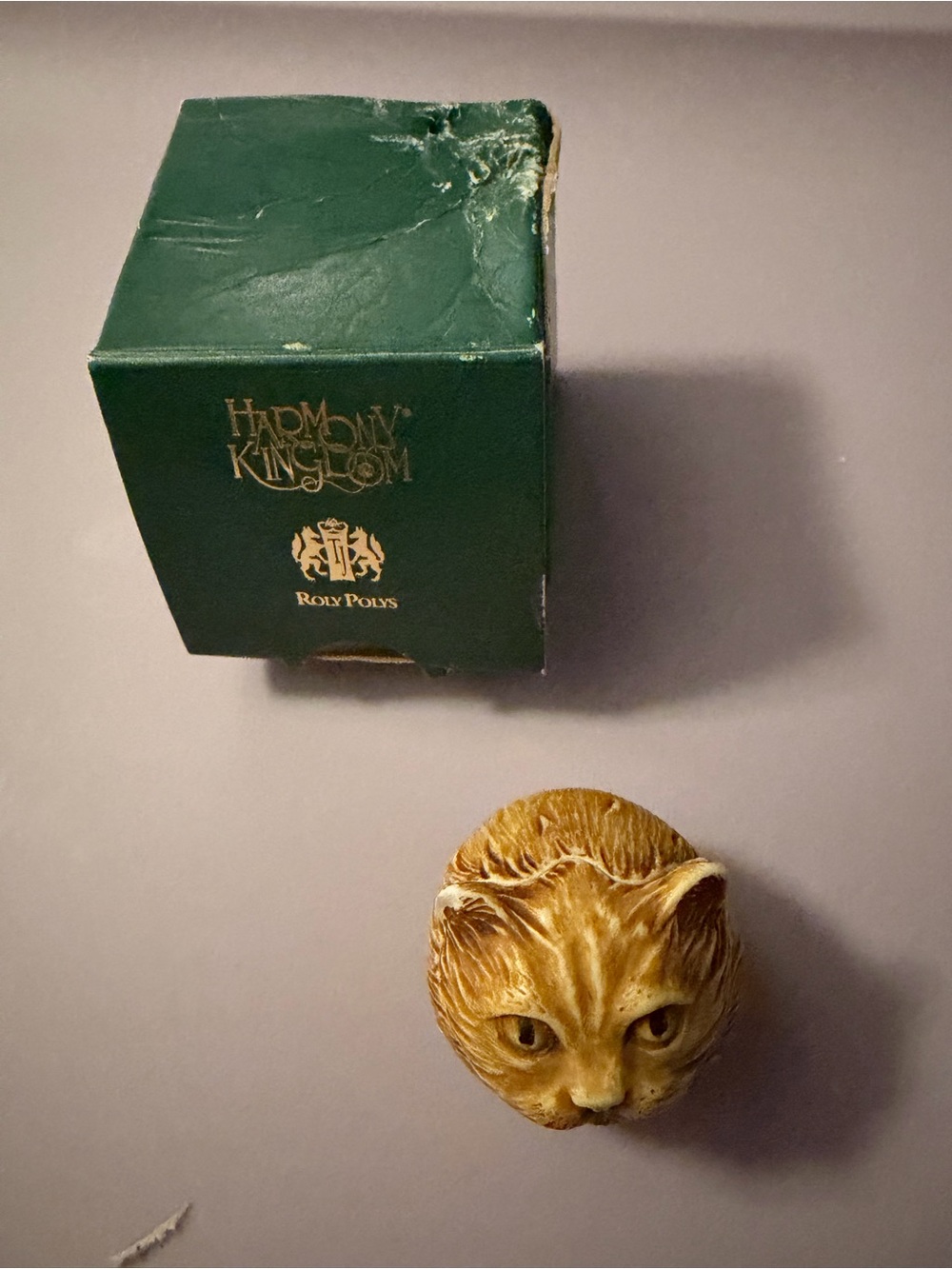 Harmony Kingdom Cass Cat Head Trinket Box - Brown & Gold